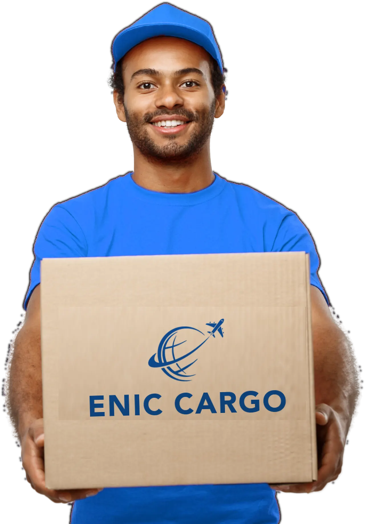 Repartidor de ENIC Cargo entregando una caja en Managua