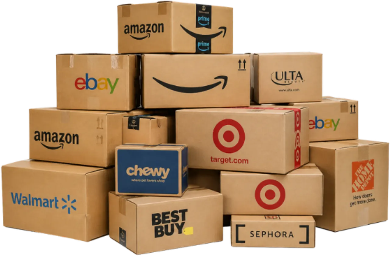 Cajas de Amazon, eBay, Walmart, Target y Best Buy listas para enviar a Nicaragua